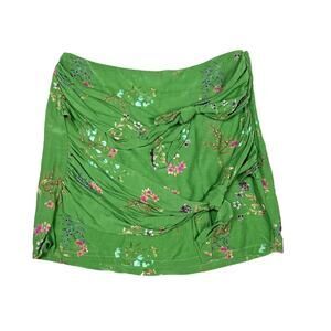 Blue Life Skirt Joaquin Green Floral Print Knot Front Women's XS Tropical Island